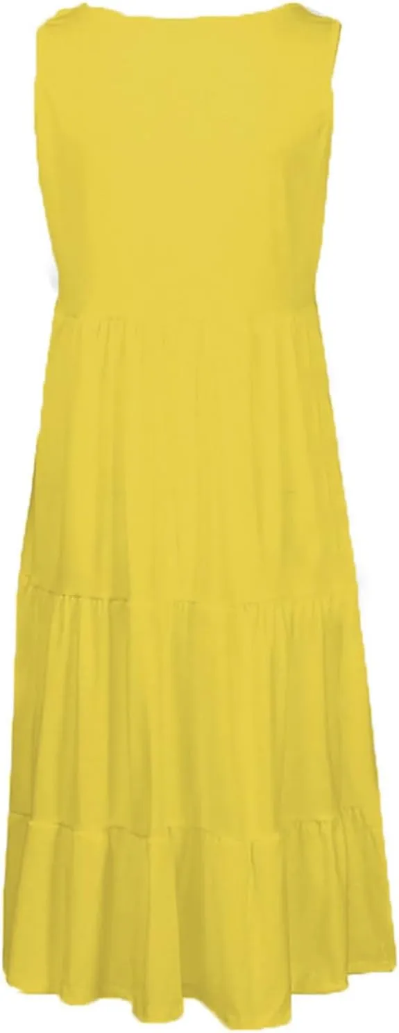 hlysgo Ladies Dresses Summer Plus Size Sleeveless Peplum Cover Up Dress Casual Loose Fit Beach Mini Sundress for Women