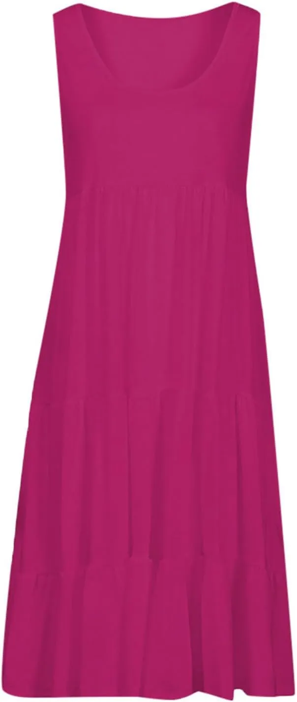 hlysgo Ladies Dresses Summer Plus Size Sleeveless Peplum Cover Up Dress Casual Loose Fit Beach Mini Sundress for Women