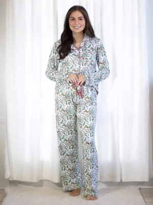 Holly Jolly Long Sleeve Button Up Sleep Shirt