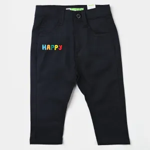 Infant Boys Cotton Twill Pant Happy-BLACK