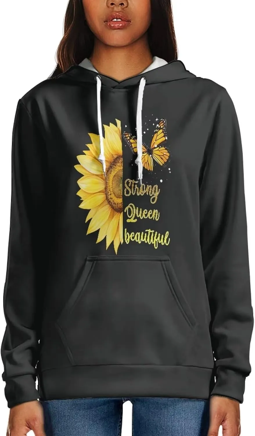 INSTANTARTS Women Girl Long Sleeve Hoodie Sweatshirts Loose Fit Comfortable Athletic Pullover Hooded Tops