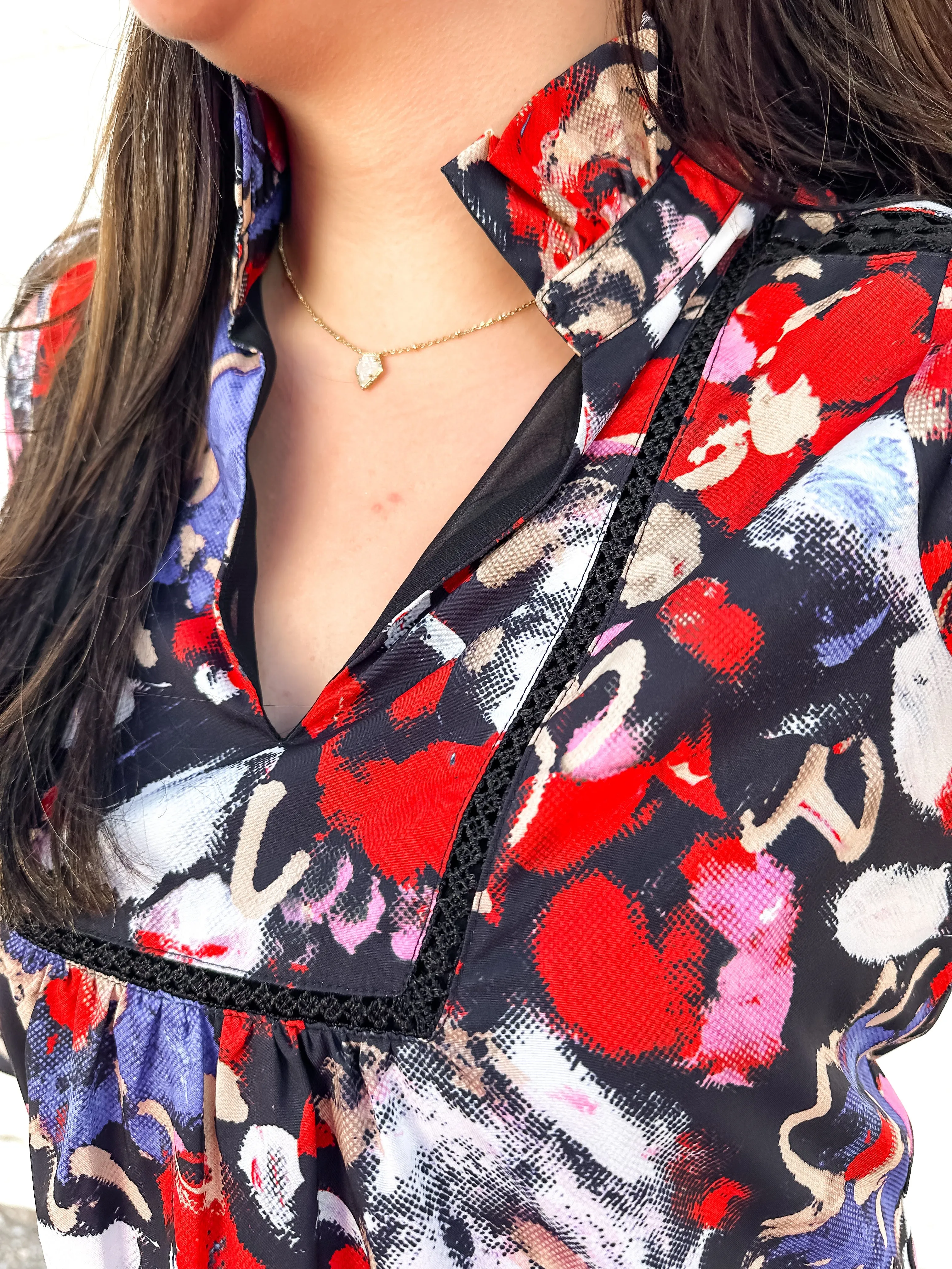 Jade: High Neck Tops in Painted Bloom