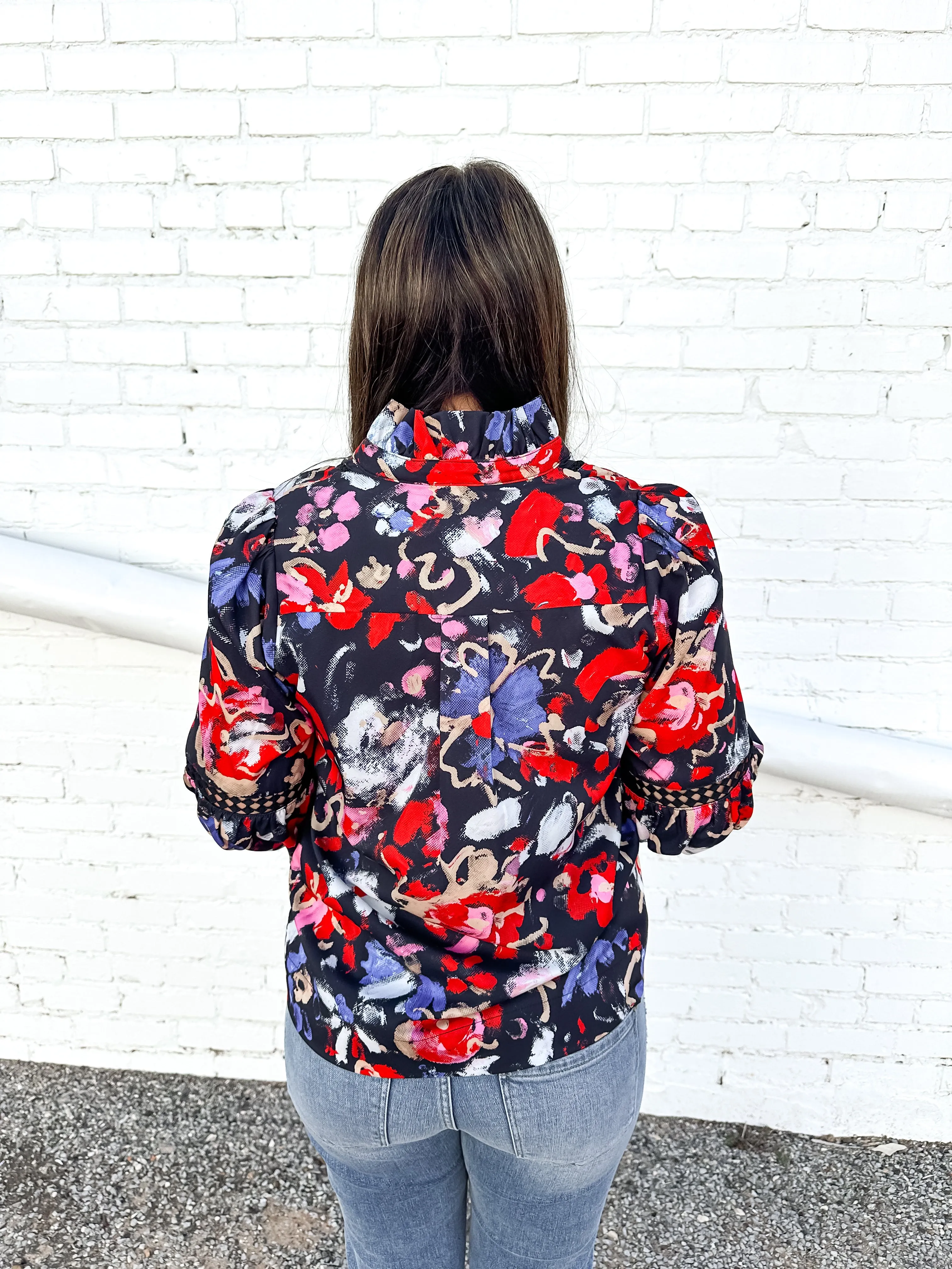 Jade: High Neck Tops in Painted Bloom