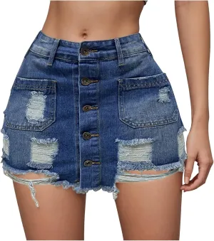 Jean Skirts for Women Denim Trendy High Waisted Mini Cargo Pockets Stretchy Short Skirt Country Concert Outfits