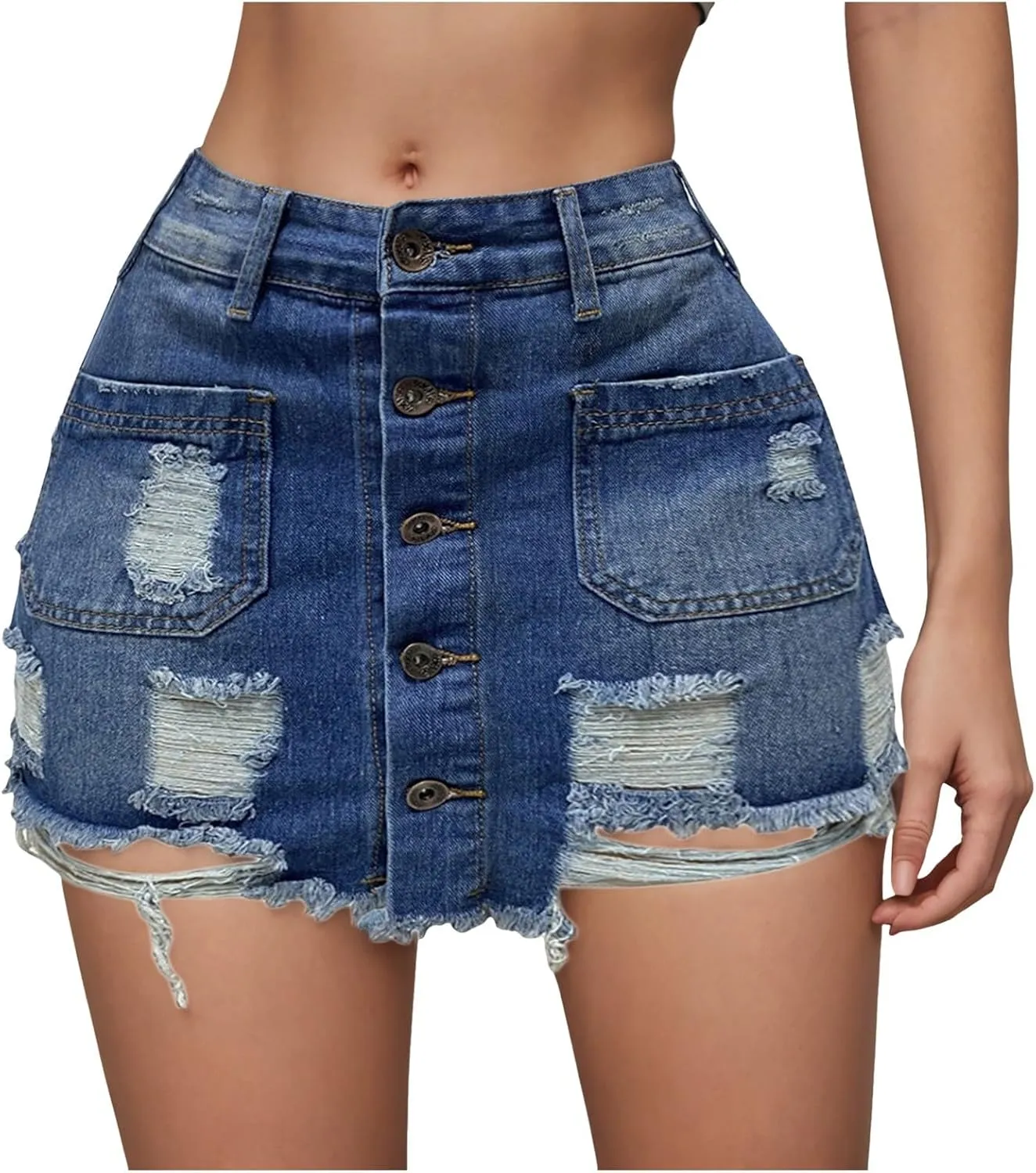 Jean Skirts for Women Denim Trendy High Waisted Mini Cargo Pockets Stretchy Short Skirt Country Concert Outfits