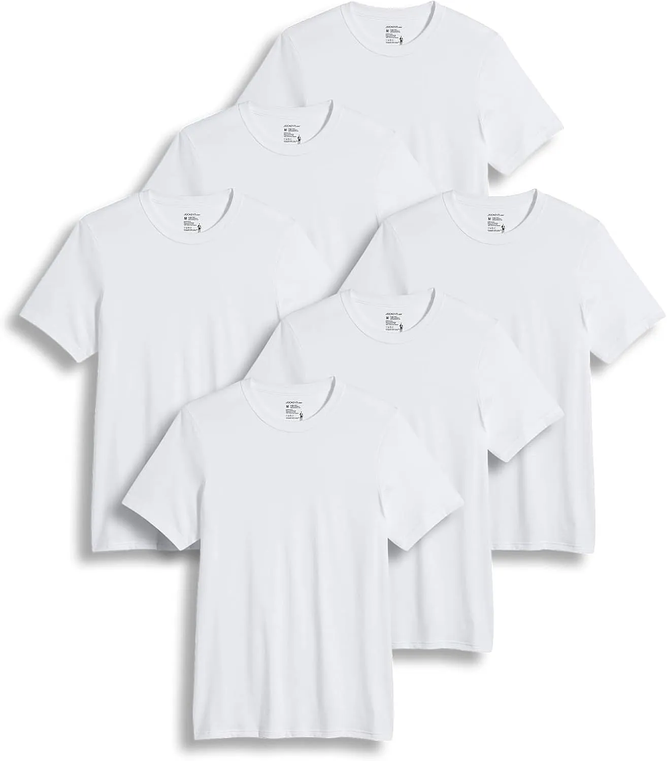Jockey Men's Undershirt Big & Tall Classic Crew Neck Undershirt- 6 Pack, White, 2XL