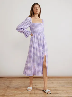 Jolene Lilac Check Seersucker Dress