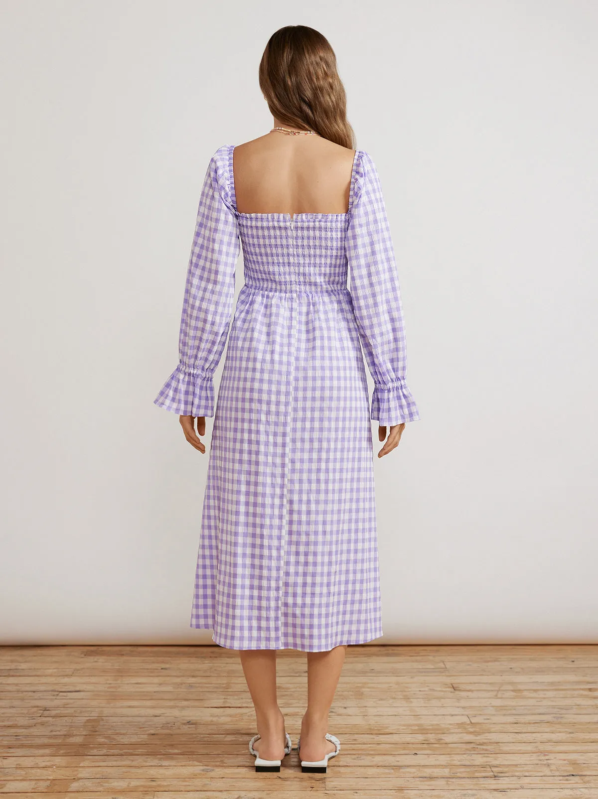 Jolene Lilac Check Seersucker Dress