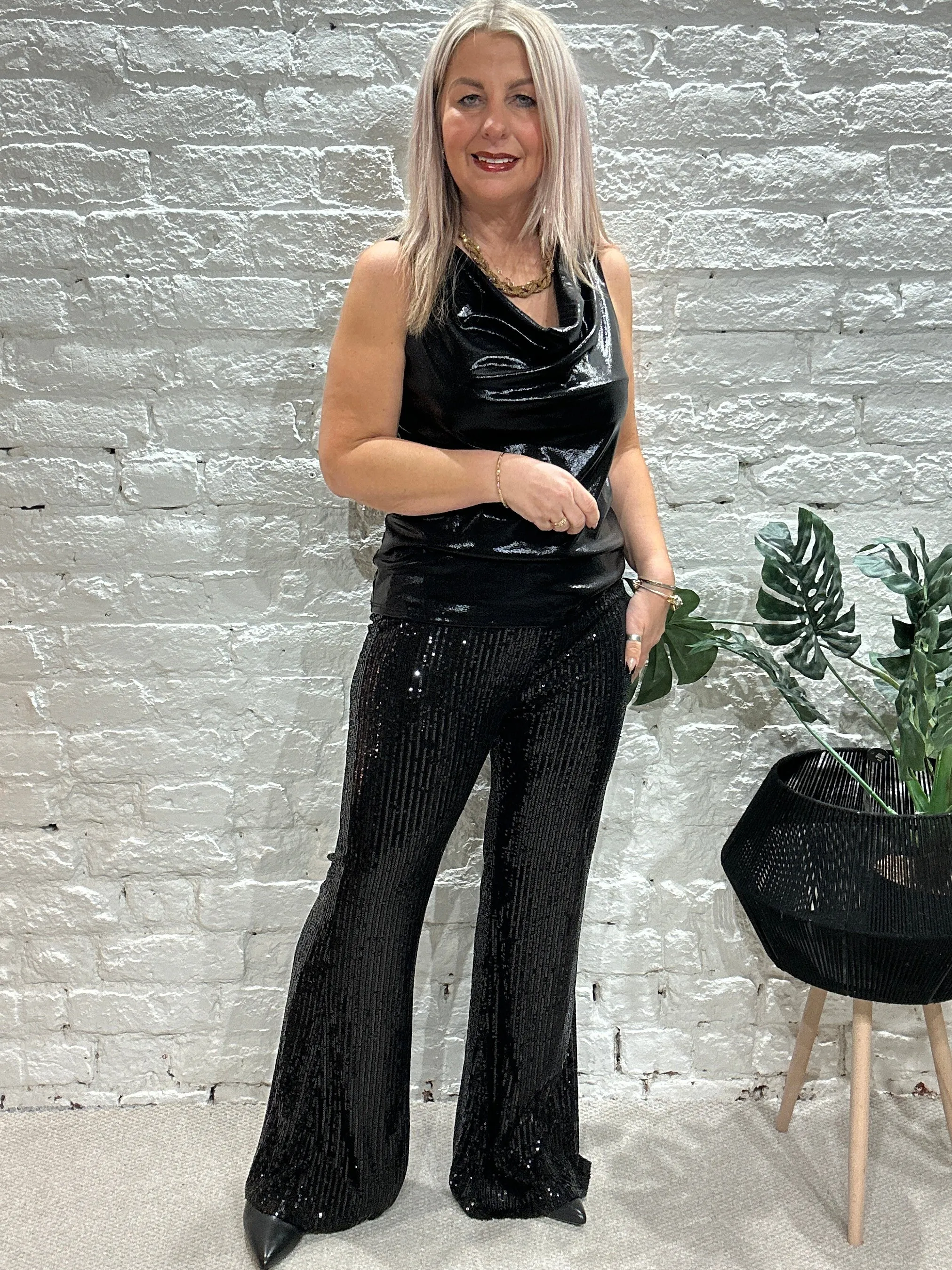 Joy Boot Flare Sequin Adorned Stretch Trousers
