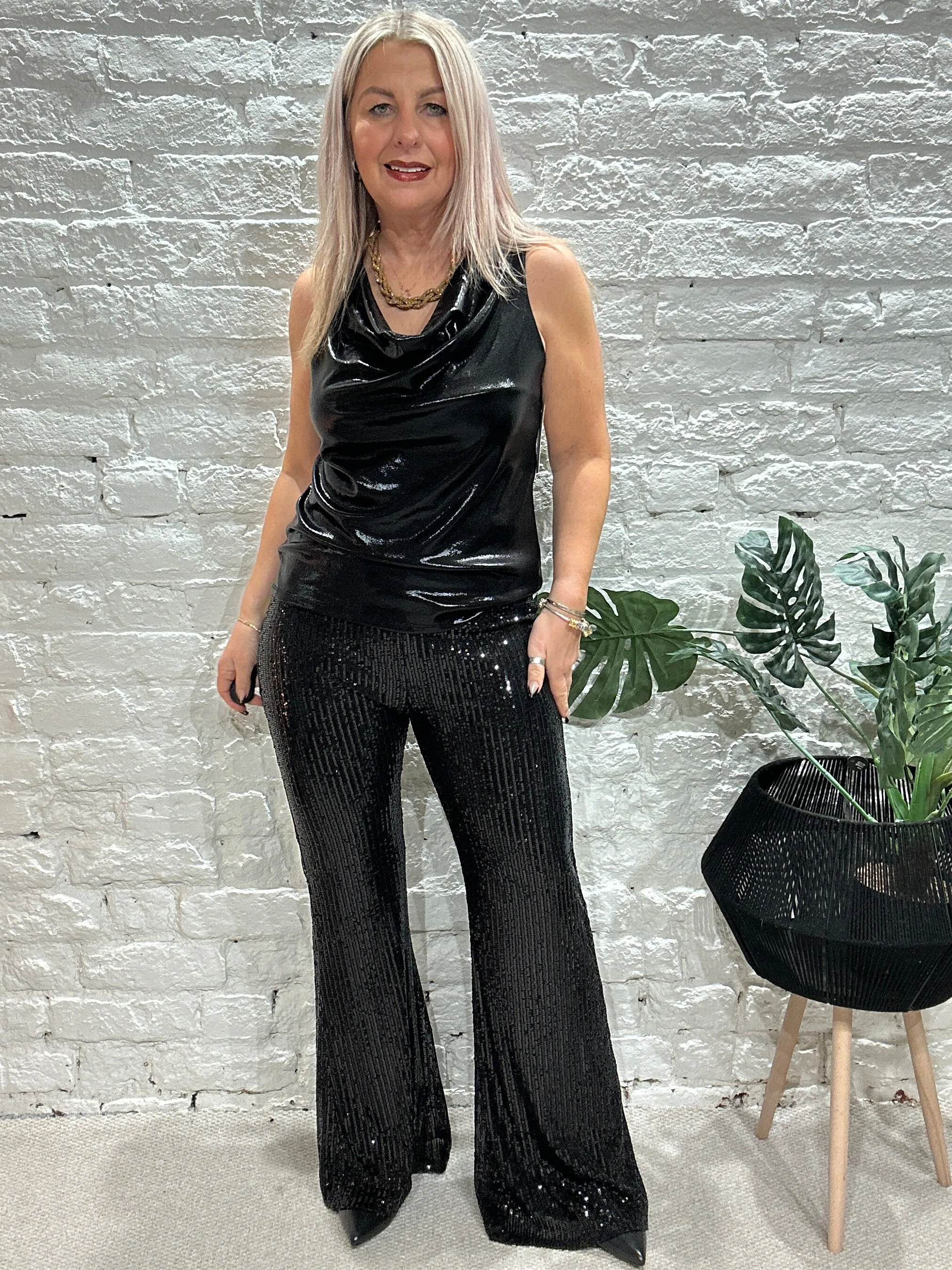 Joy Boot Flare Sequin Adorned Stretch Trousers