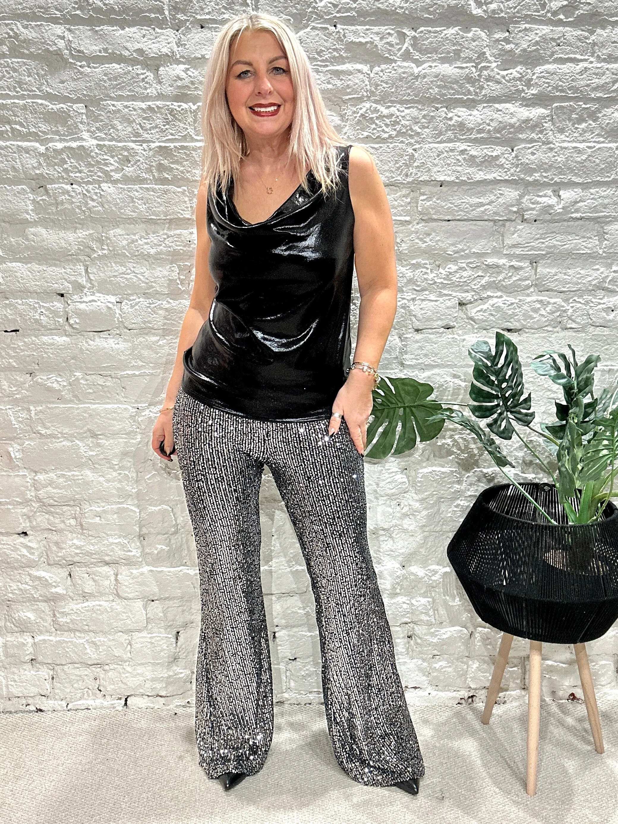 Joy Boot Flare Sequin Adorned Stretch Trousers