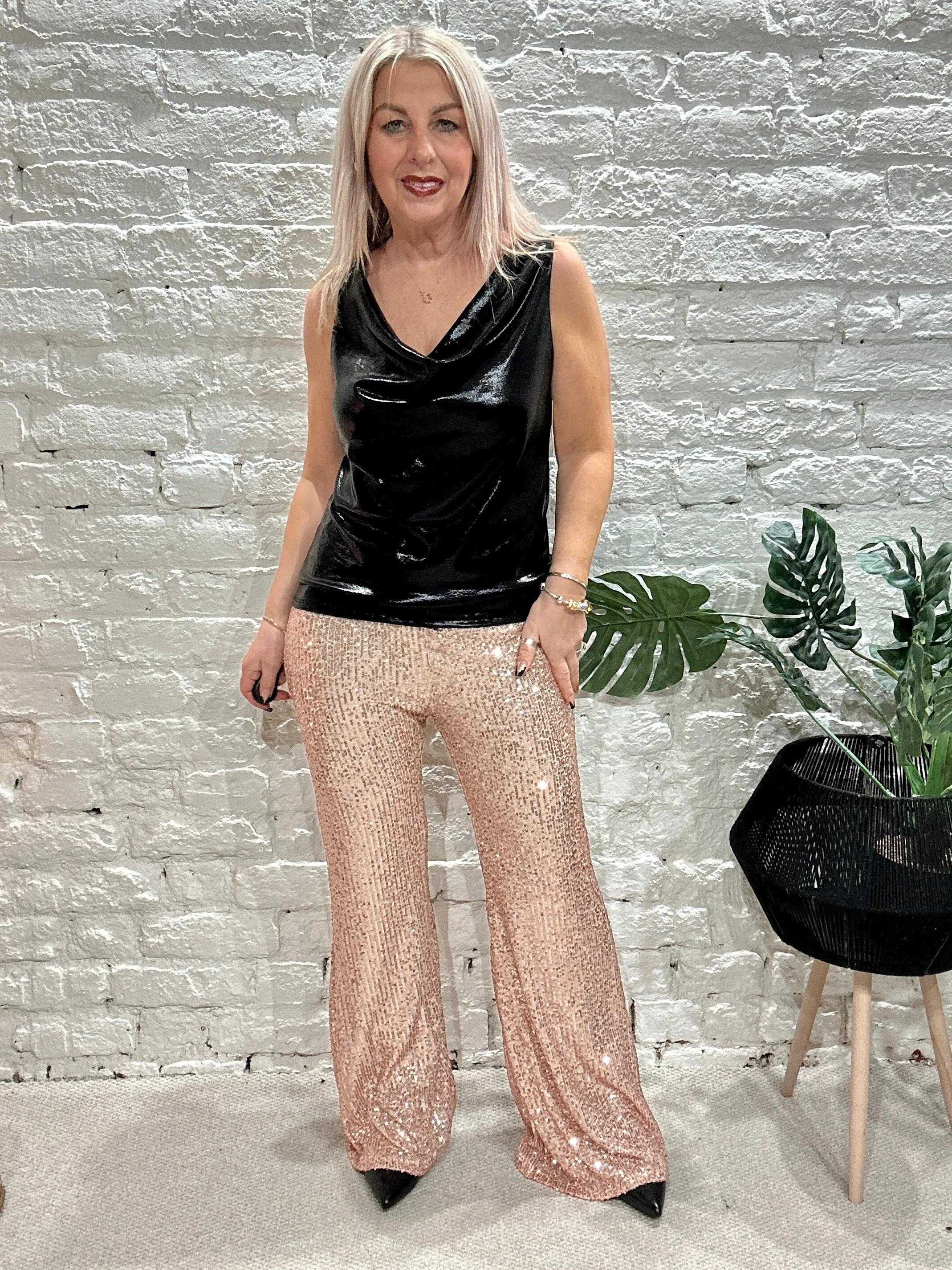 Joy Boot Flare Sequin Adorned Stretch Trousers