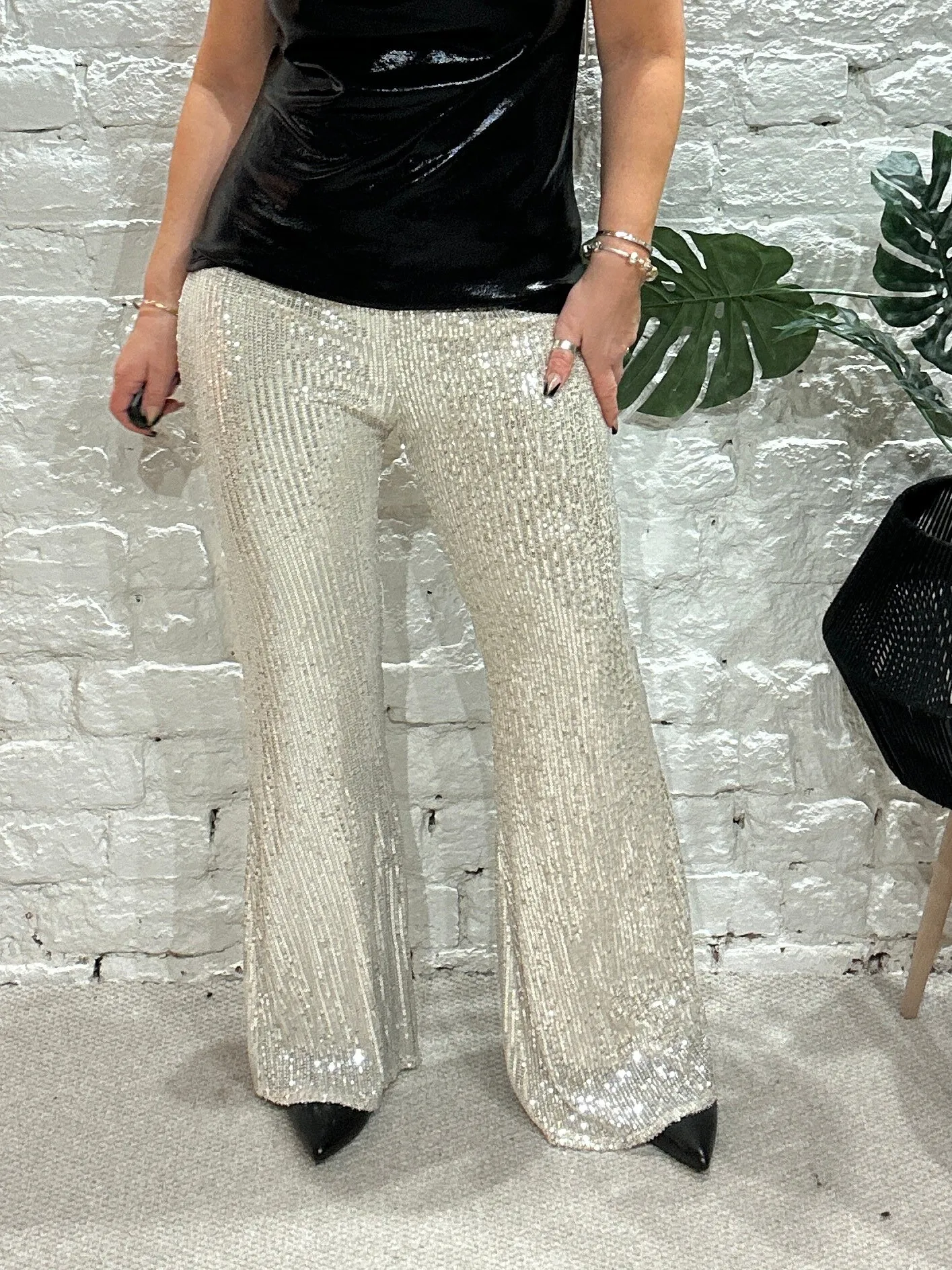 Joy Boot Flare Sequin Adorned Stretch Trousers