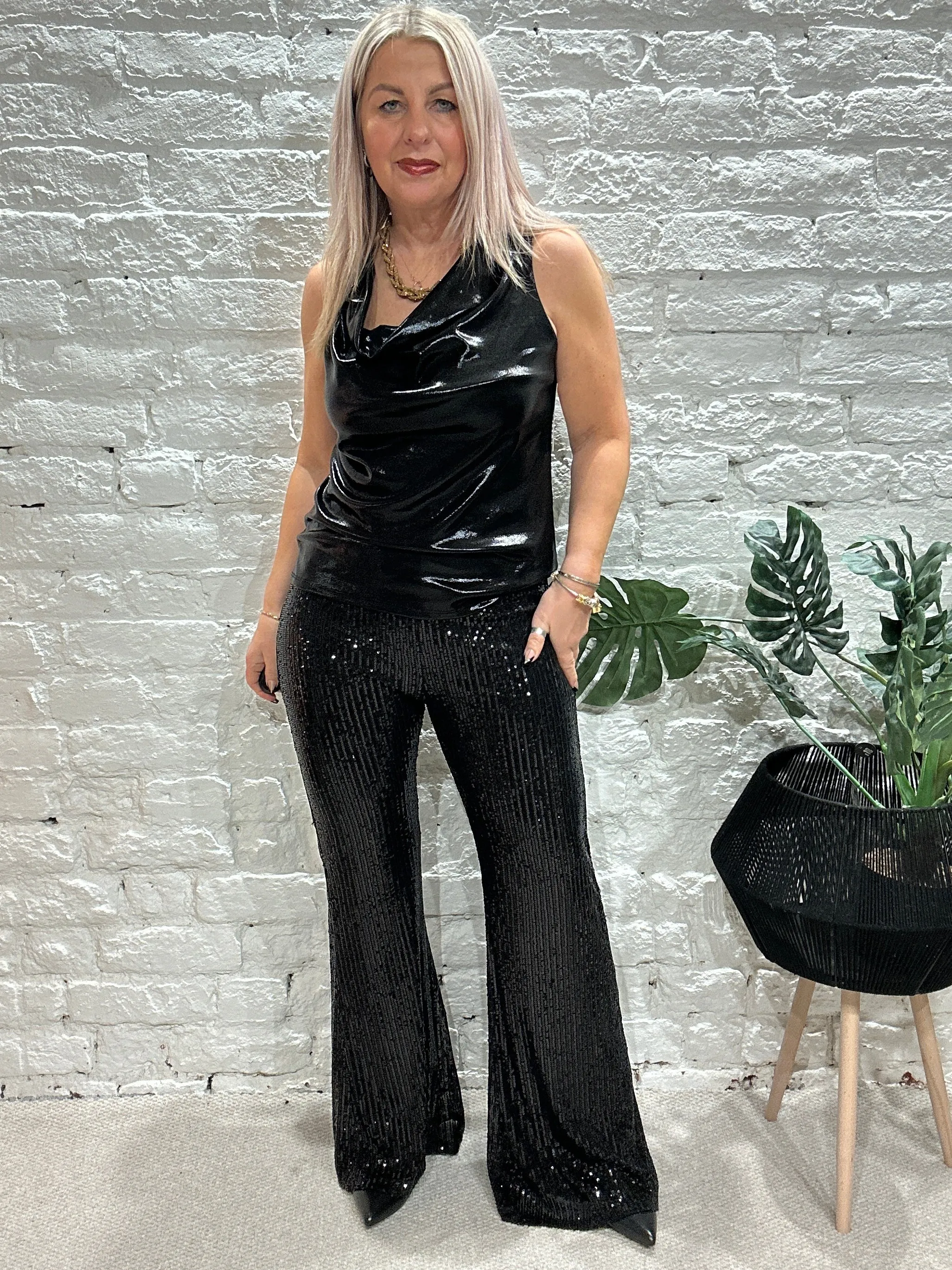 Joy Boot Flare Sequin Adorned Stretch Trousers