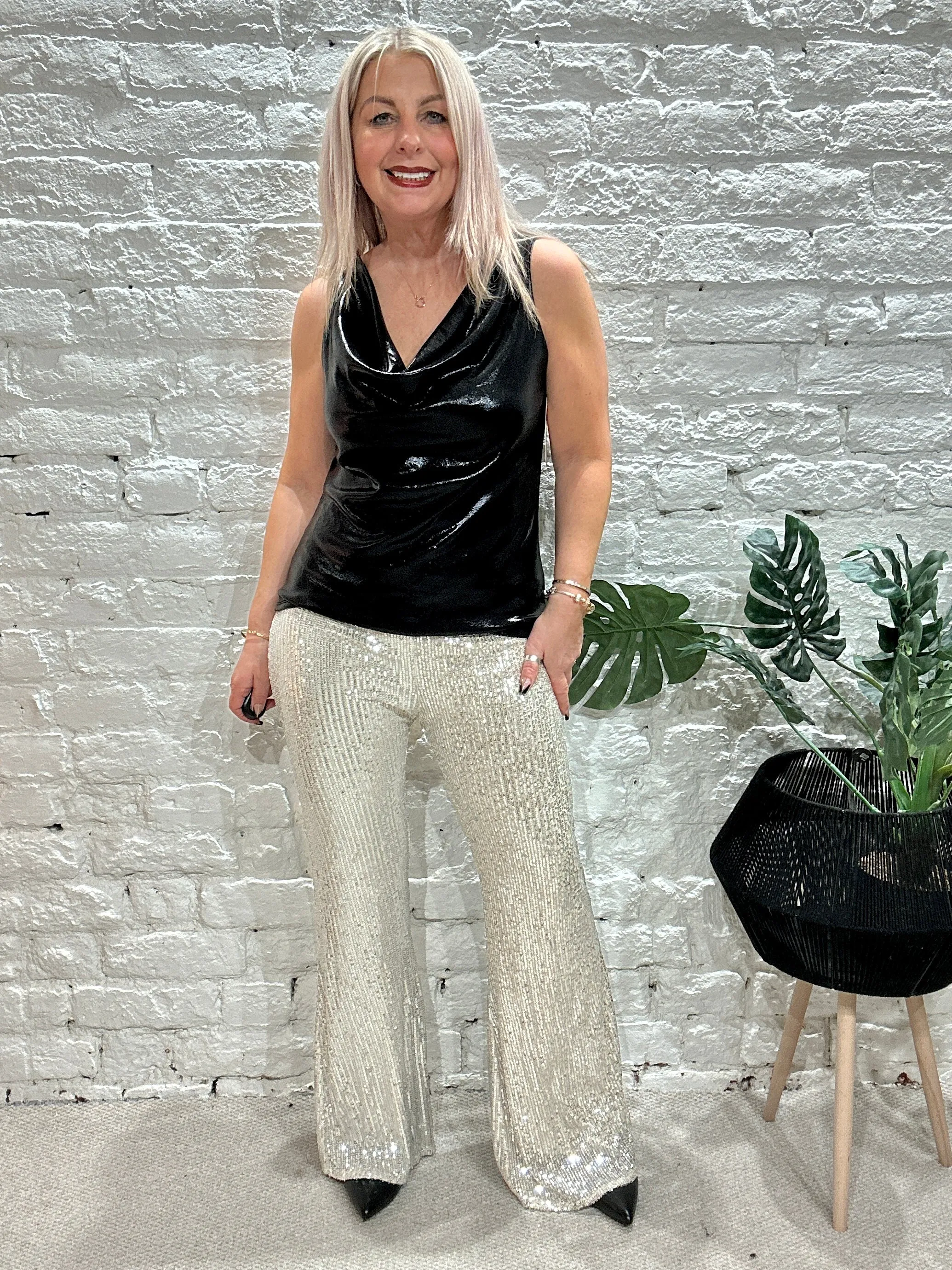 Joy Boot Flare Sequin Adorned Stretch Trousers