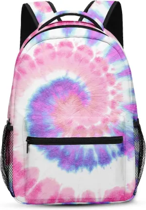 Kids Backpack for Teens Girls Boys, Colorful Hippie Yellow Pink Rainbow Tie Dye Water Resistant Child Bookbag School Bag with Adjustable Padded Straps