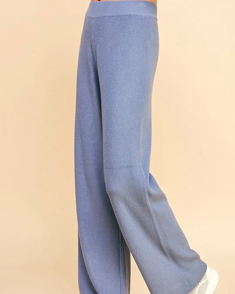 Knit Sweater Pants - Dusty Blue - FINAL SALE