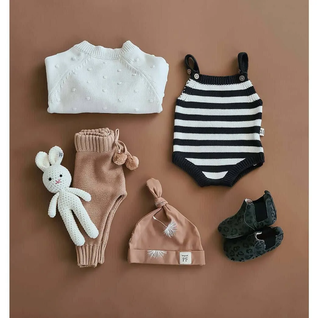 Knitted Jumpsuit - Cotton - Ivory & Graphite Stripes