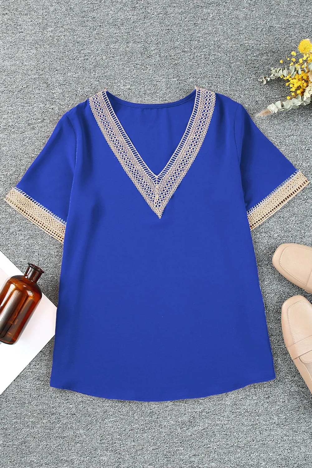 Lace V-Neck Women's Blouse