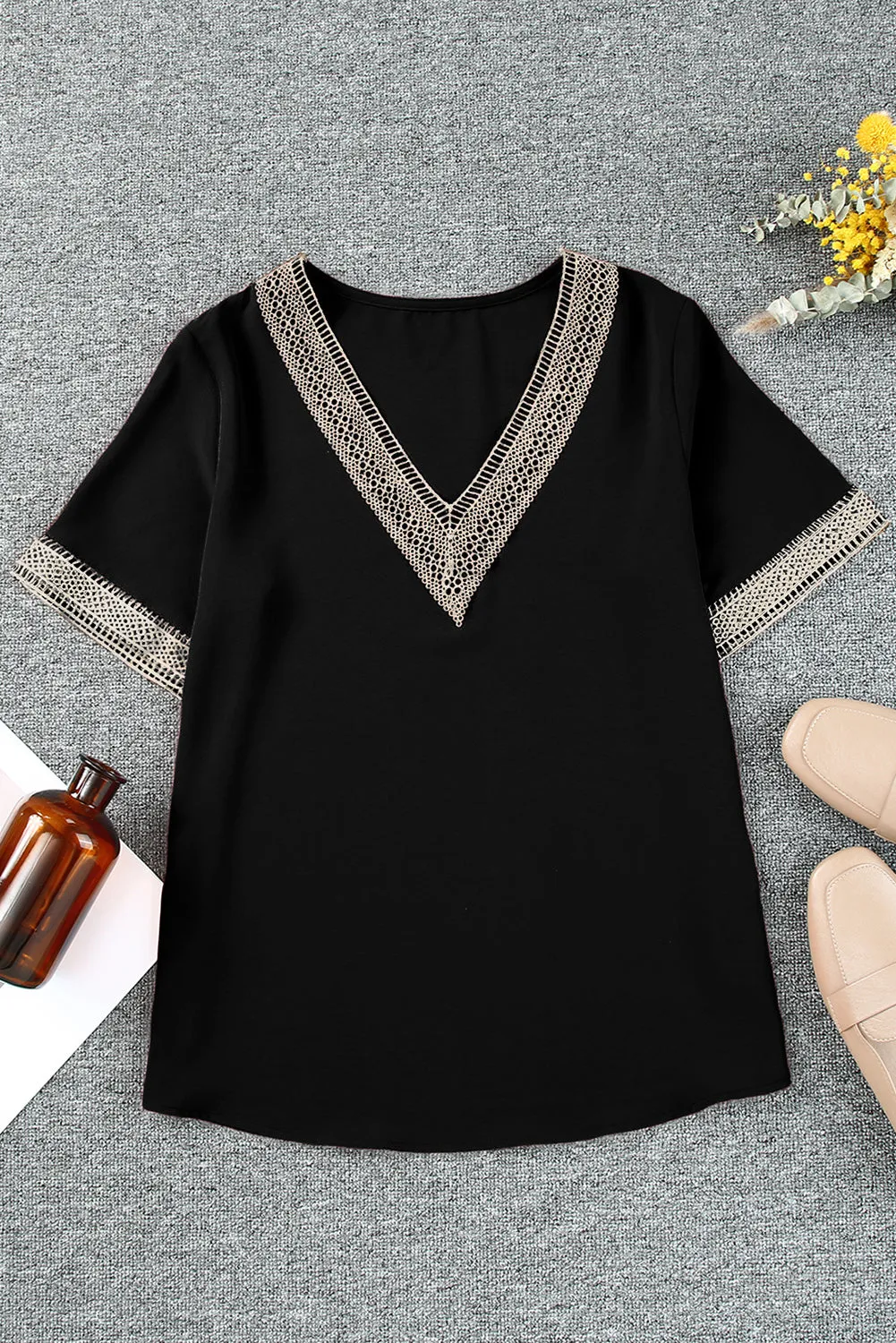 Lace V-Neck Women's Blouse