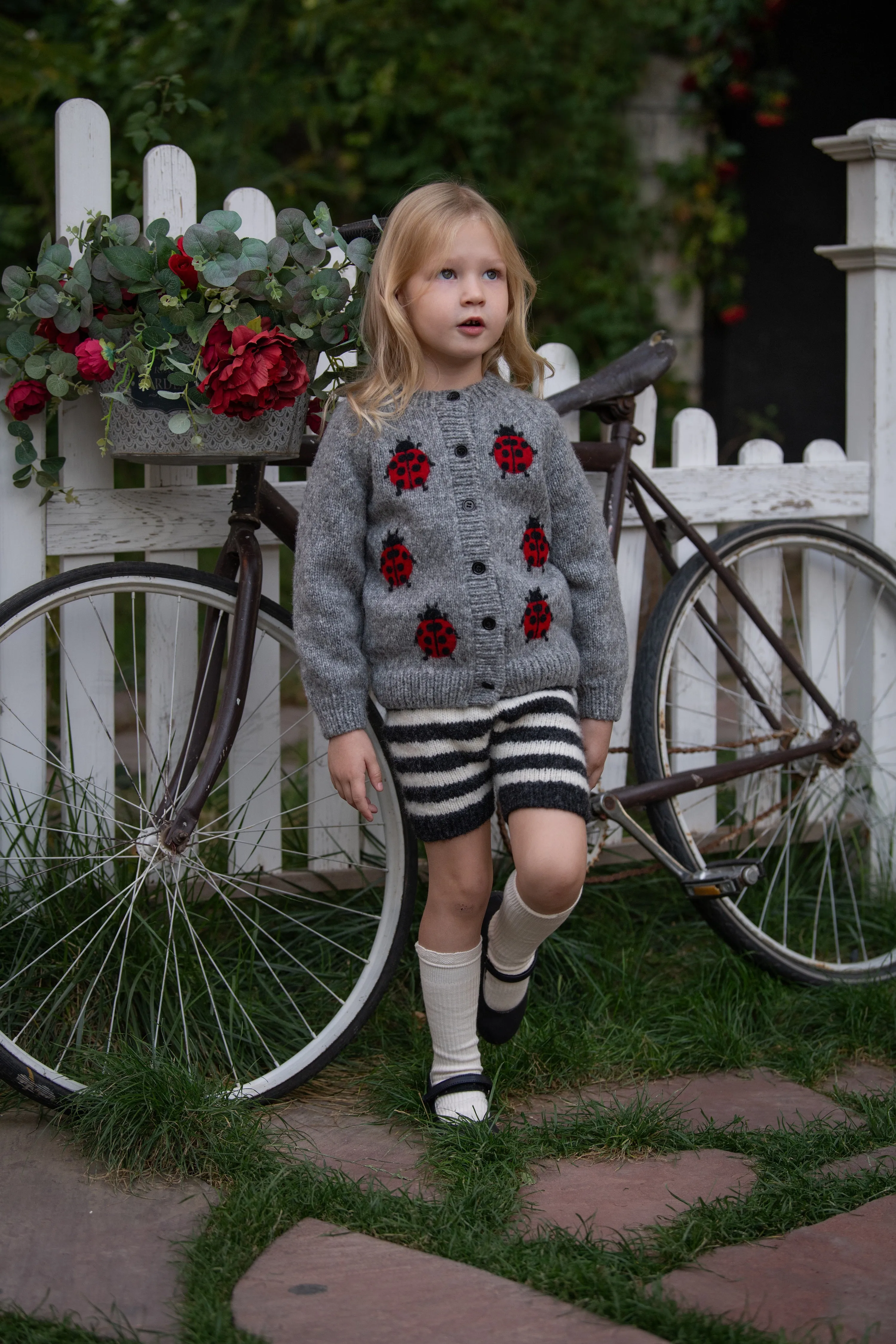 Ladybug cardigan |dark grey| in stock (6-9m)