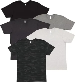 LAT Adult Unisex Crew Neck Short Sleeve Soft Cotton T-Shirt 5 Pack