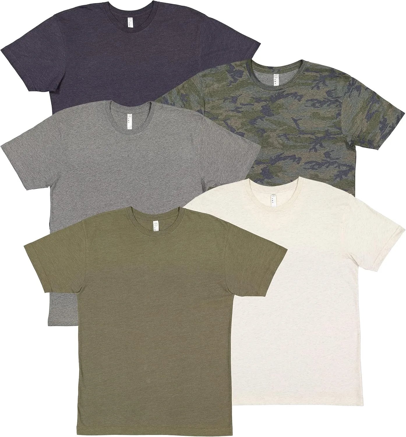 LAT Adult Unisex Crew Neck Short Sleeve Soft Cotton T-Shirt 5 Pack
