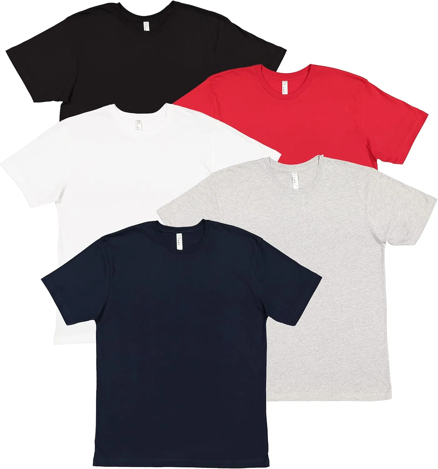 LAT Adult Unisex Crew Neck Short Sleeve Soft Cotton T-Shirt 5 Pack