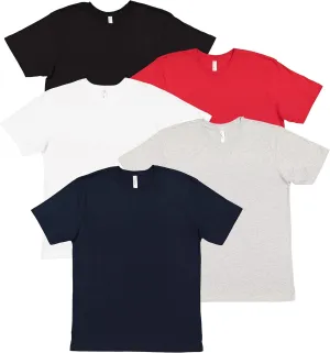 LAT Adult Unisex Crew Neck Short Sleeve Soft Cotton T-Shirt 5 Pack