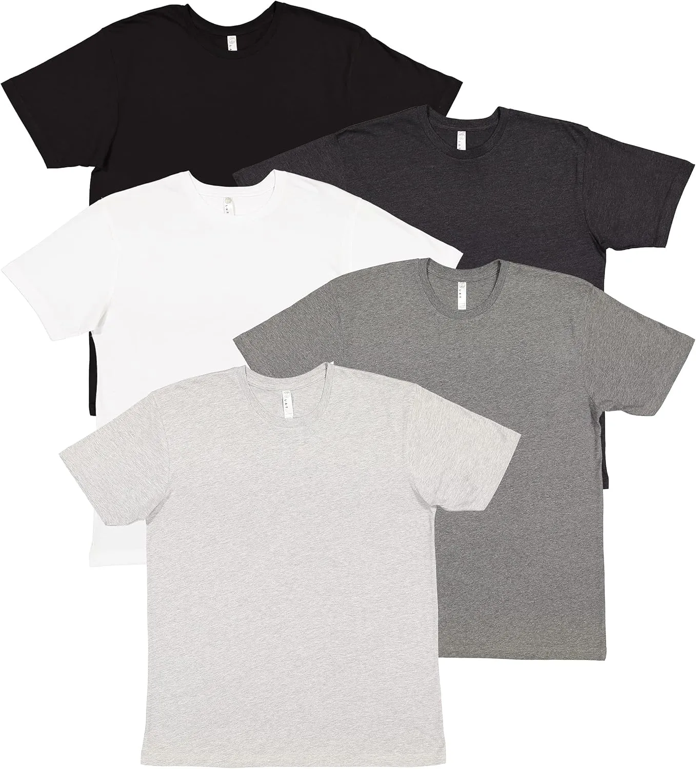 LAT Adult Unisex Crew Neck Short Sleeve Soft Cotton T-Shirt 5 Pack