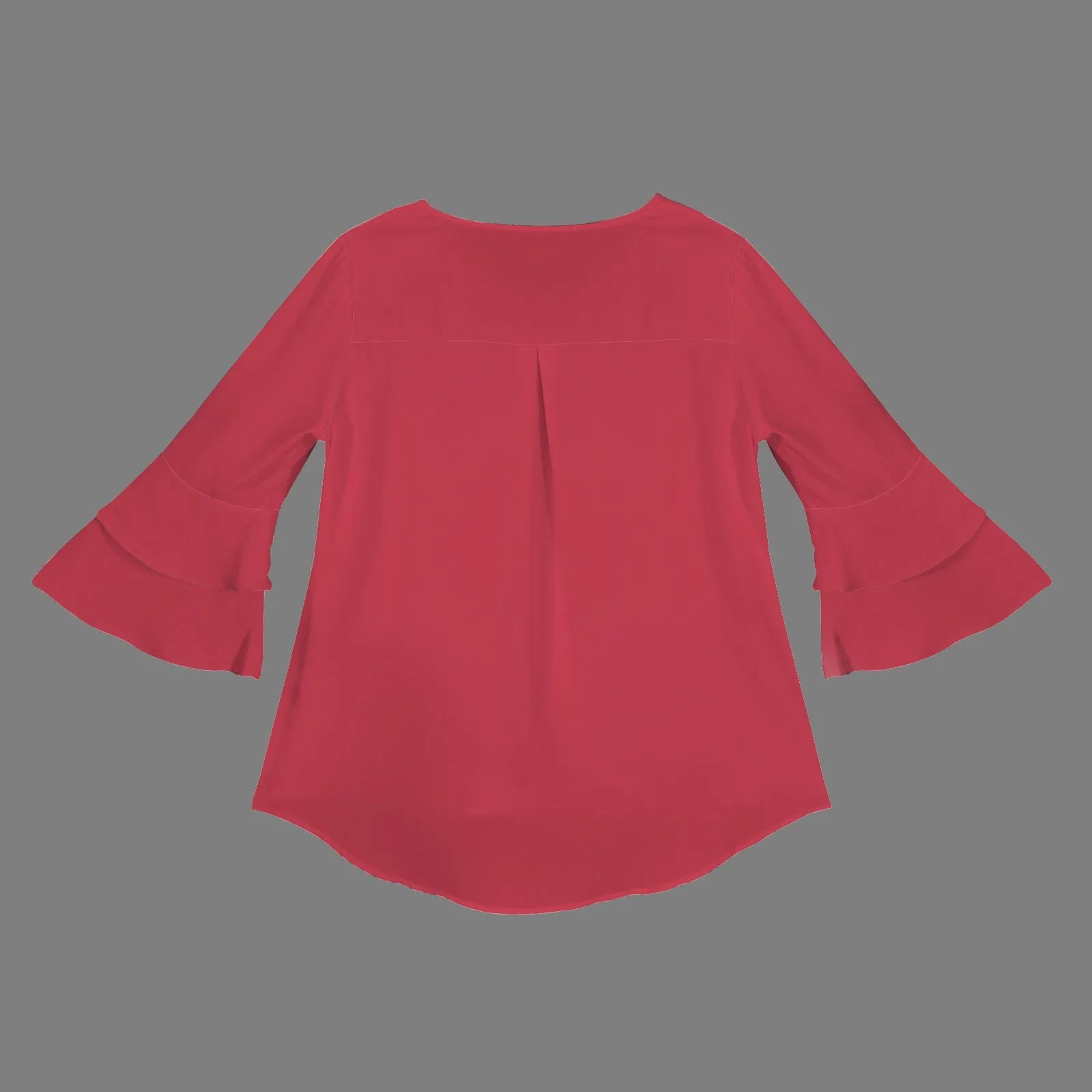 Layered Flare Sleeve Blouse Red