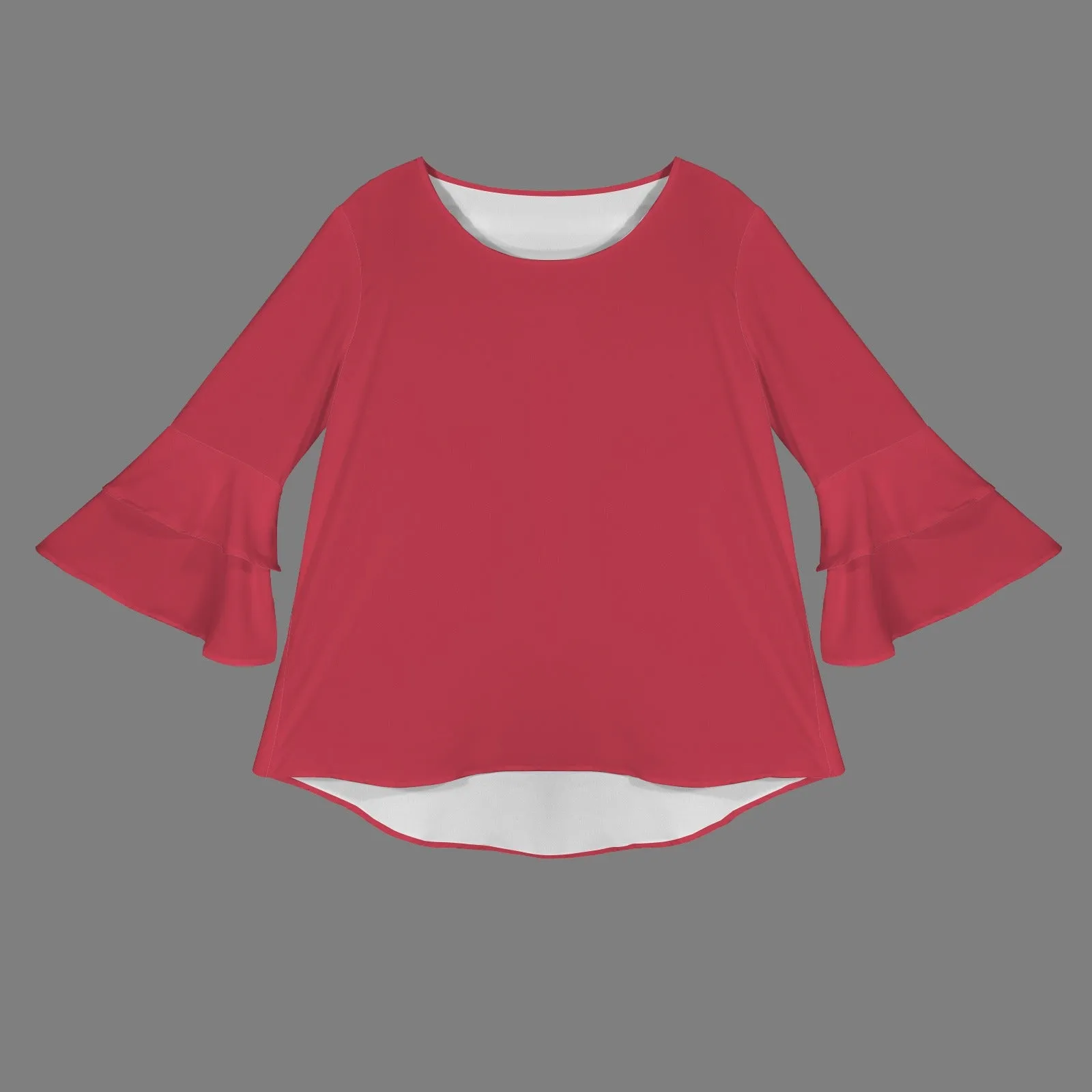 Layered Flare Sleeve Blouse Red
