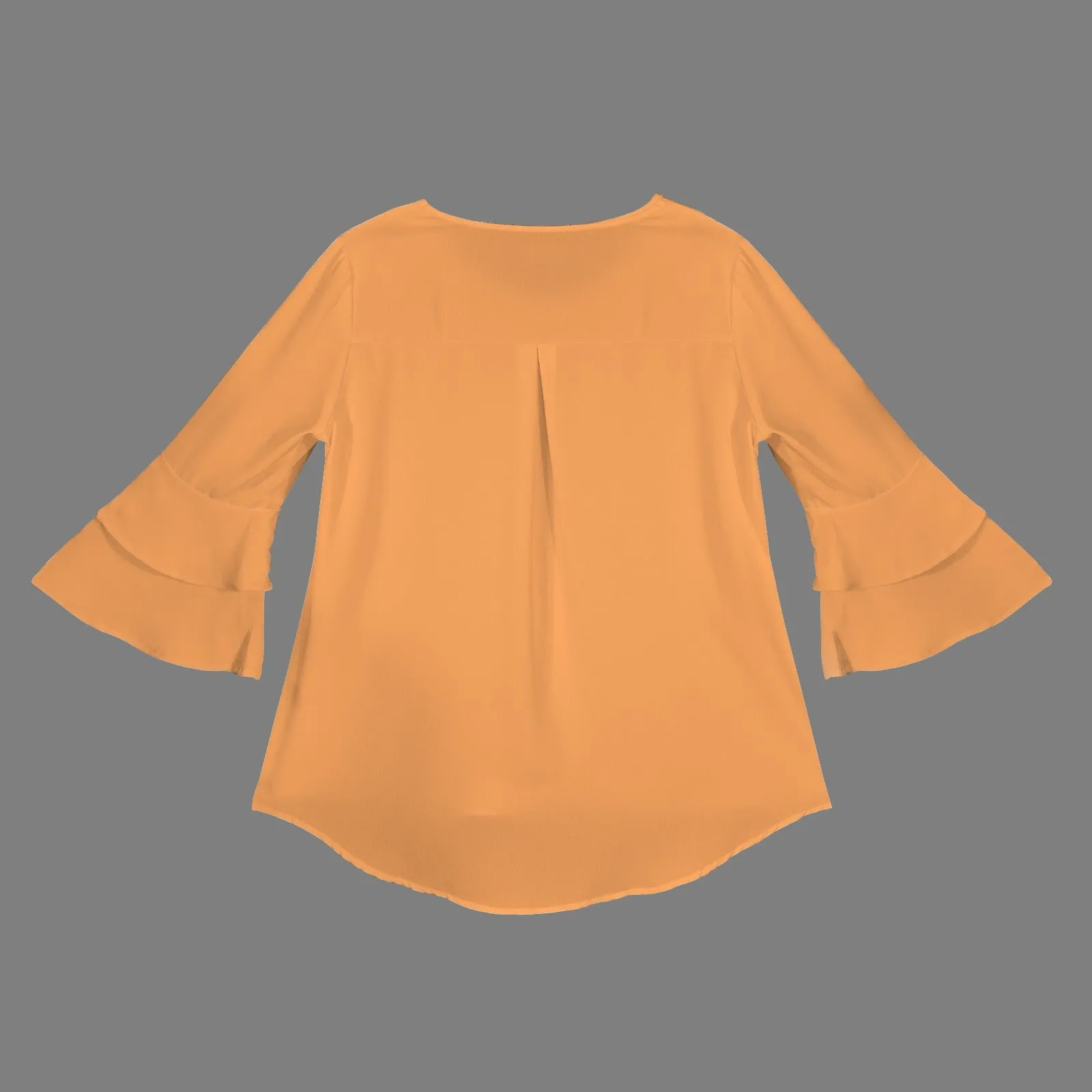 Layered Flare Sleeve Blouse Tangerine