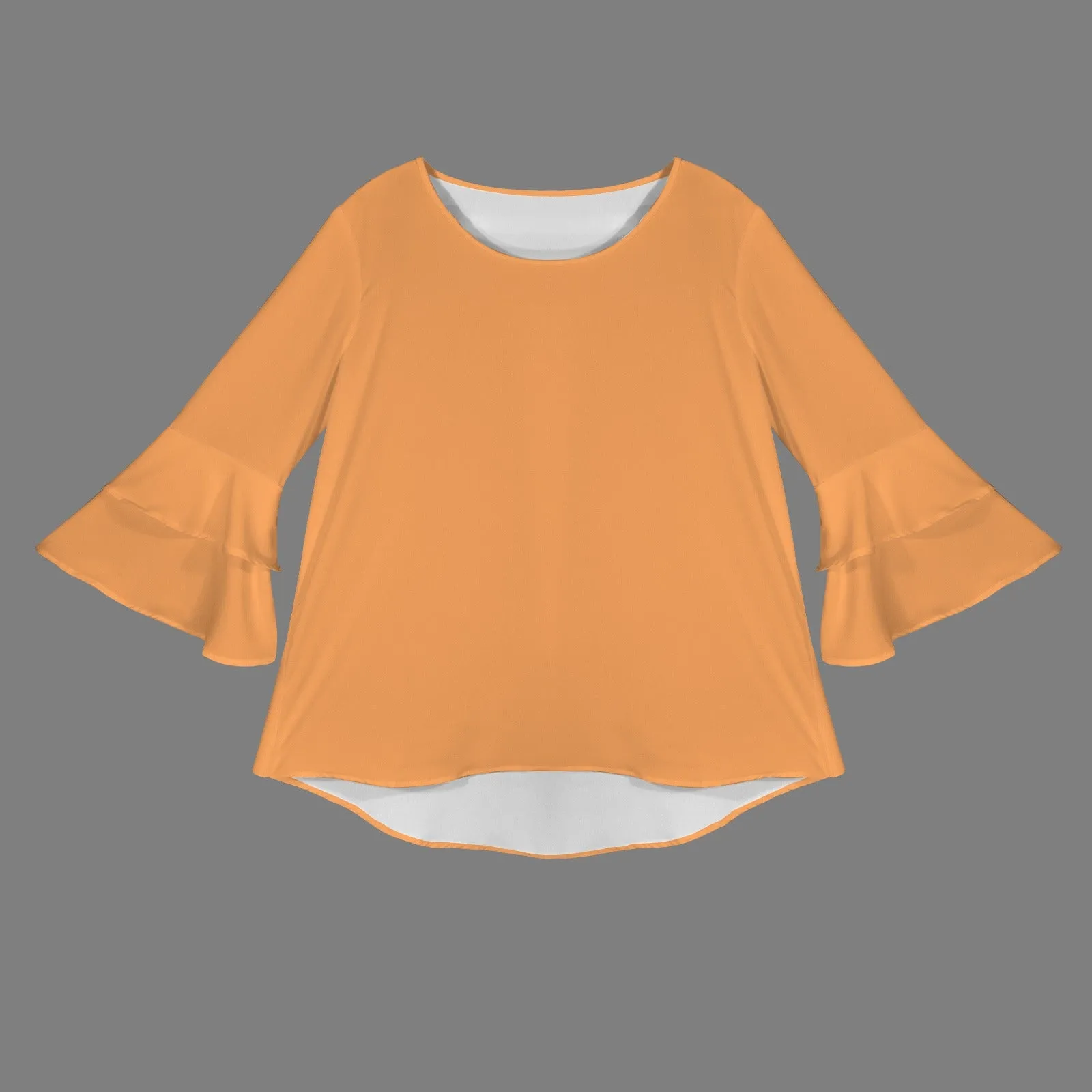 Layered Flare Sleeve Blouse Tangerine