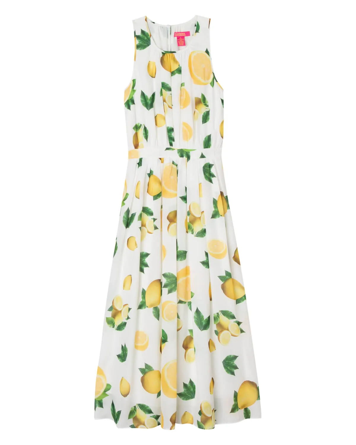 Lemon Floral Fit   Flare Midi Dress