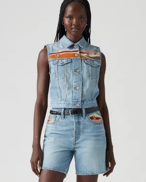 Levi's® Womens Embroidered XS Trucker Vest - Desert Utopia