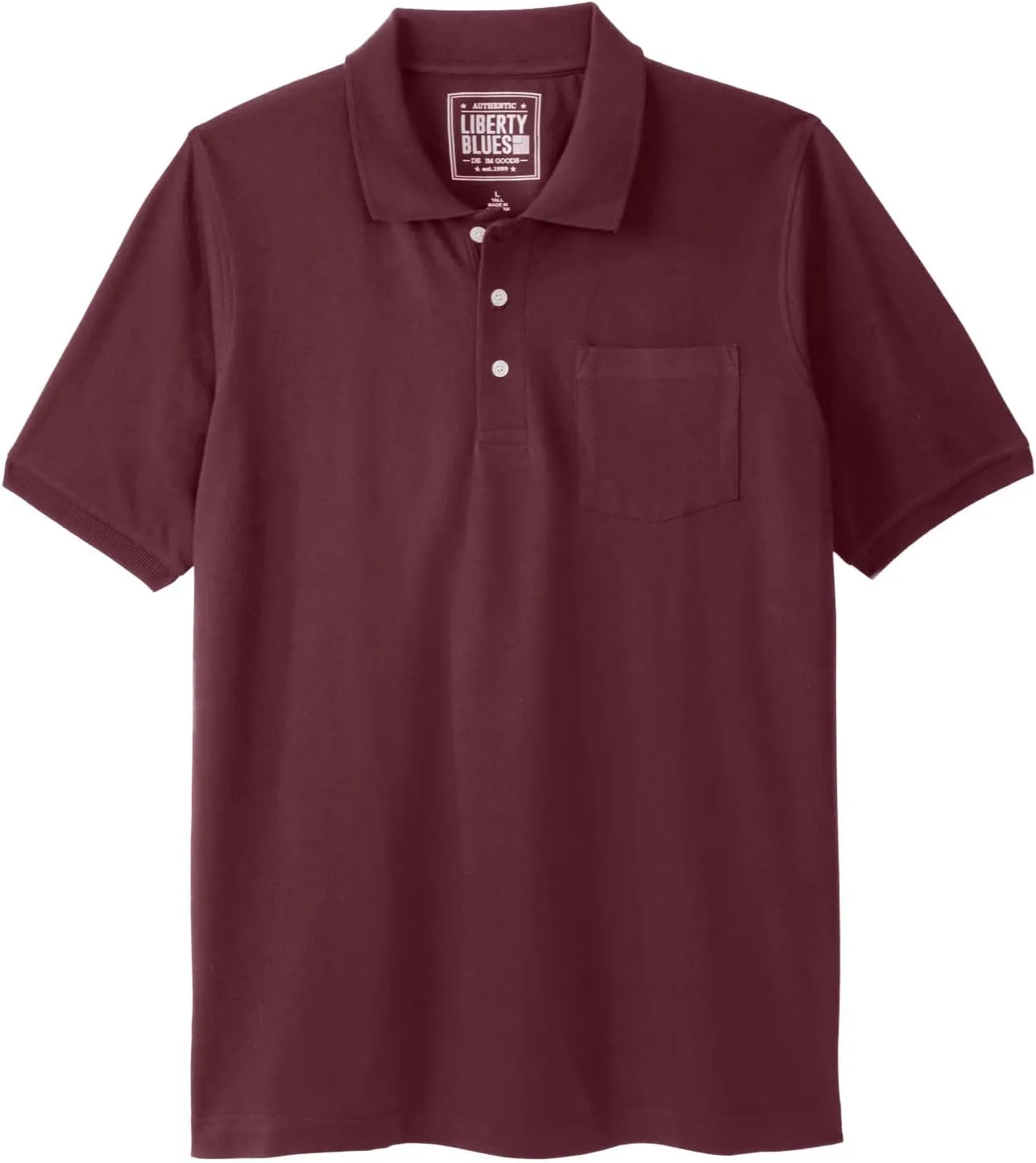 Liberty Blues by Kingsize Men's Big & Tall Shrink-Less Pocket Piqu Polo