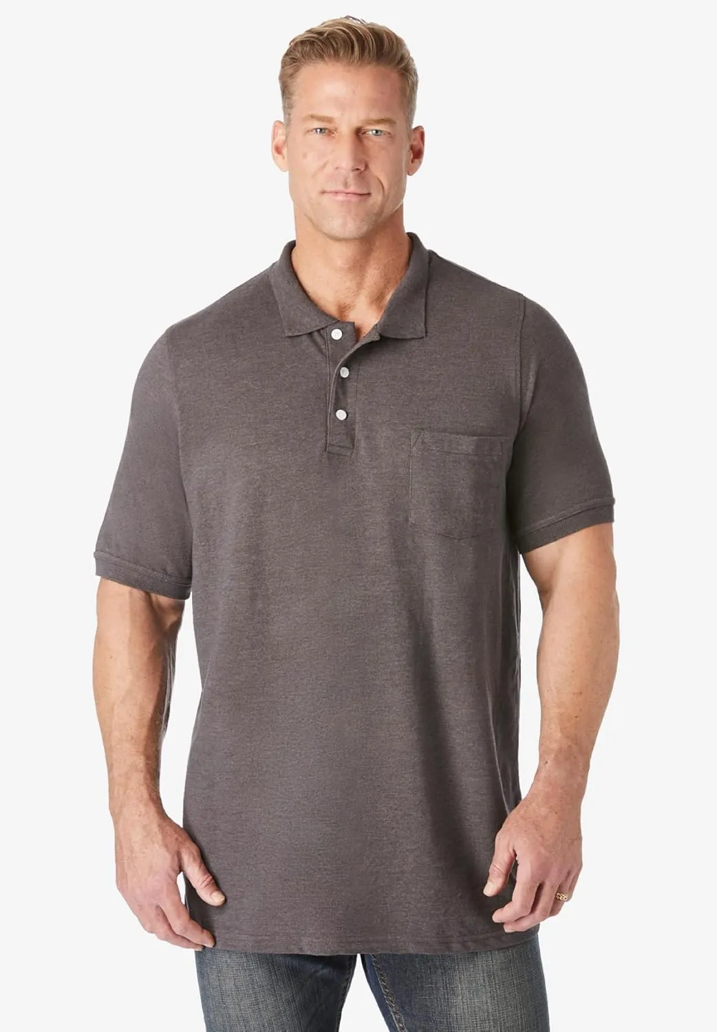 Liberty Blues by Kingsize Men's Big & Tall Shrink-Less Pocket Piqu Polo