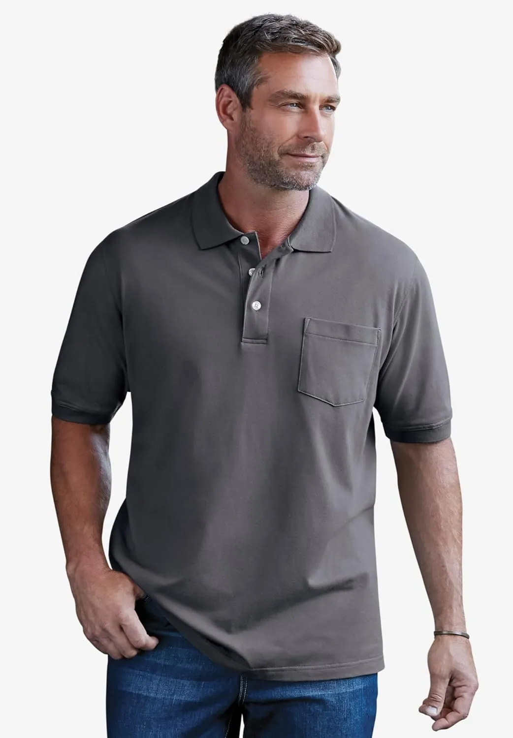 Liberty Blues by Kingsize Men's Big & Tall Shrink-Less Pocket Piqu Polo