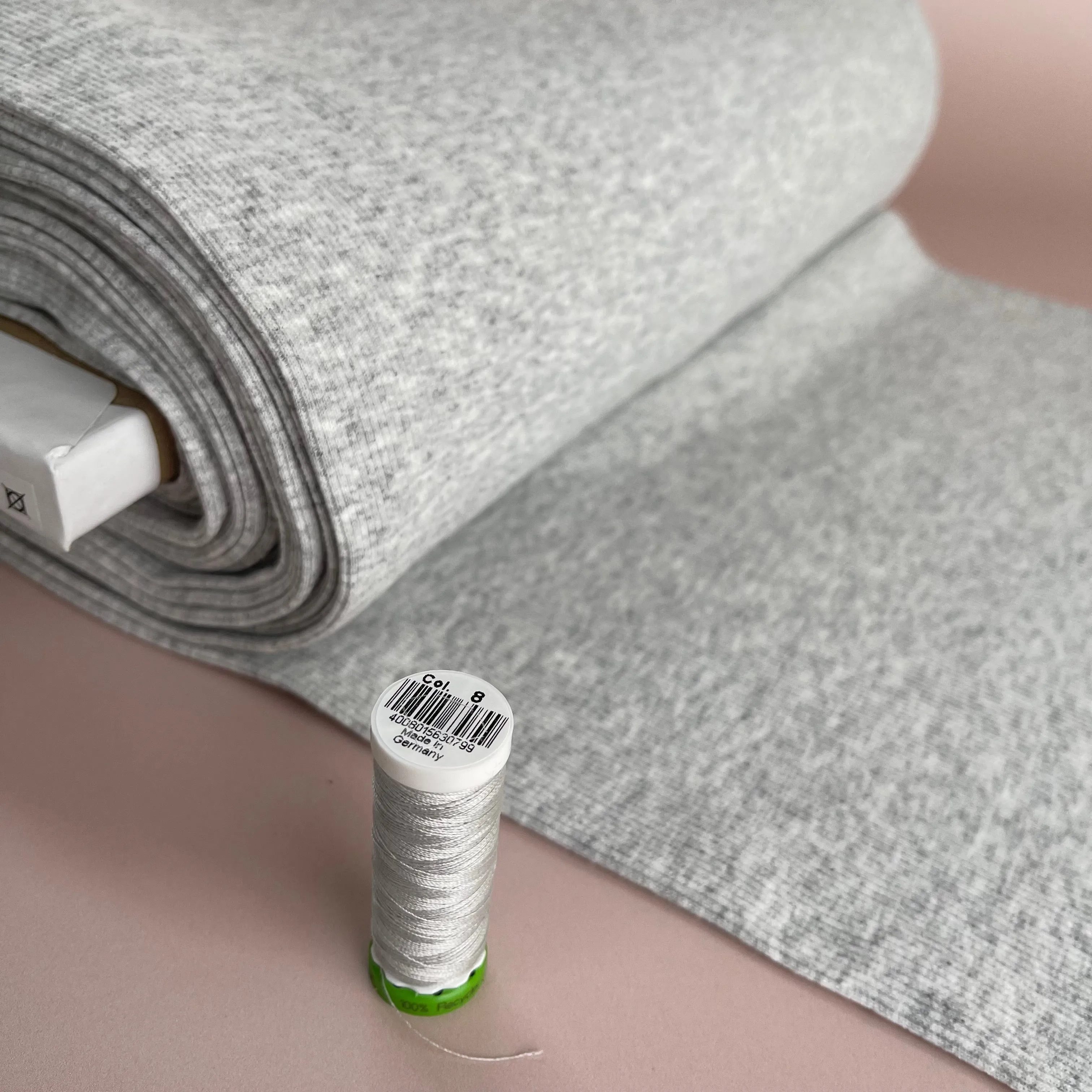 Light Grey Melange Tabular Cuff Ribbing Fabric