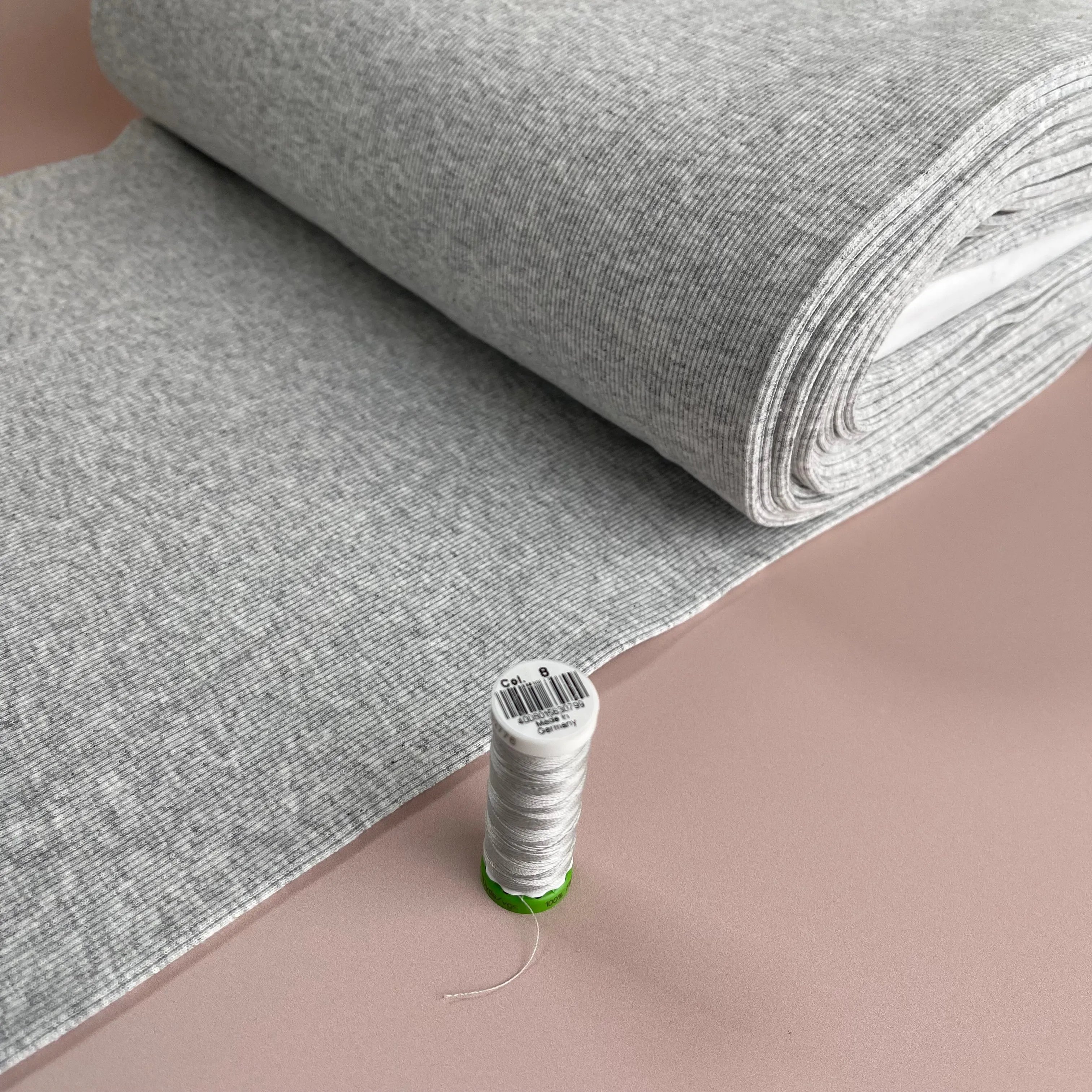 Light Grey Melange Tabular Cuff Ribbing Fabric