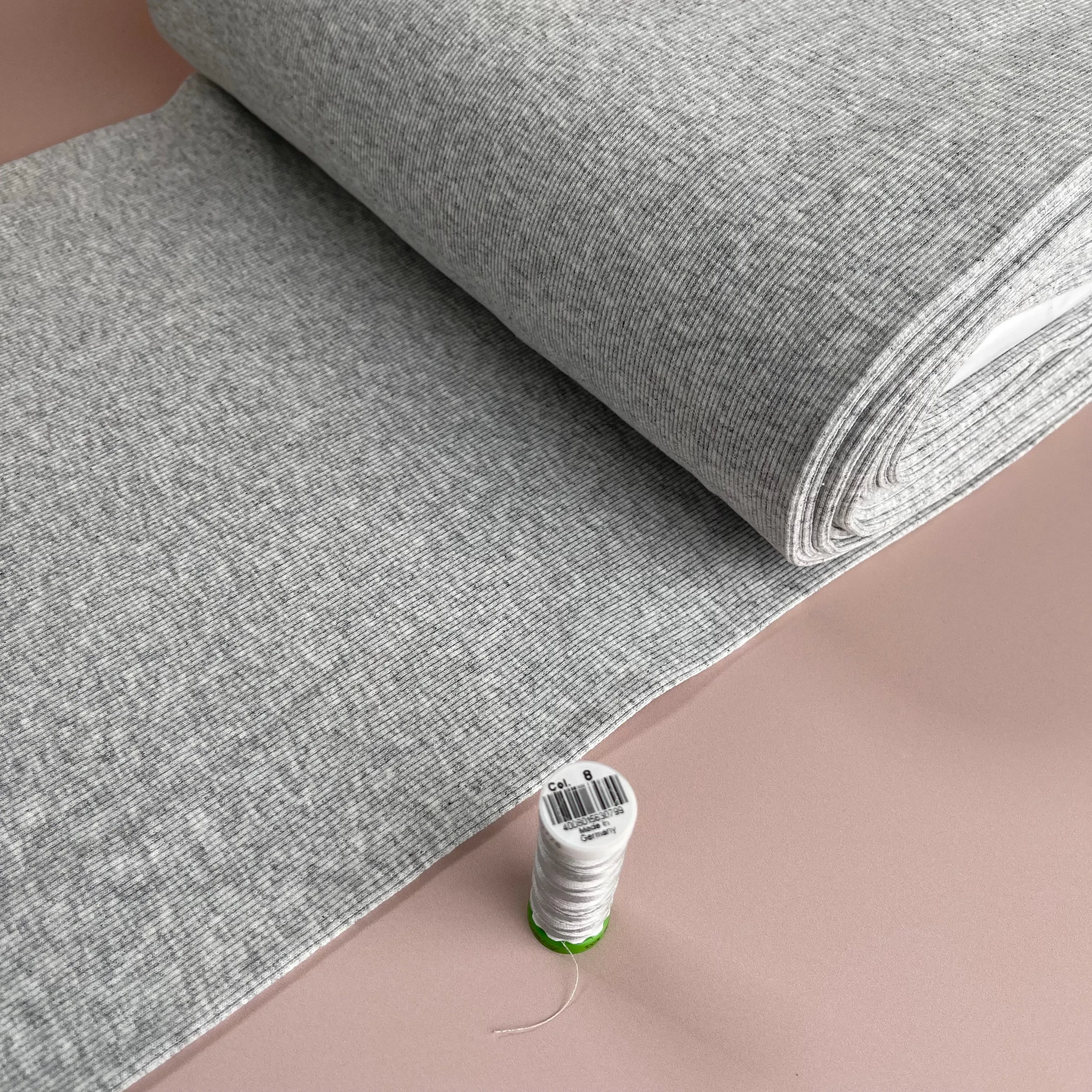 Light Grey Melange Tabular Cuff Ribbing Fabric