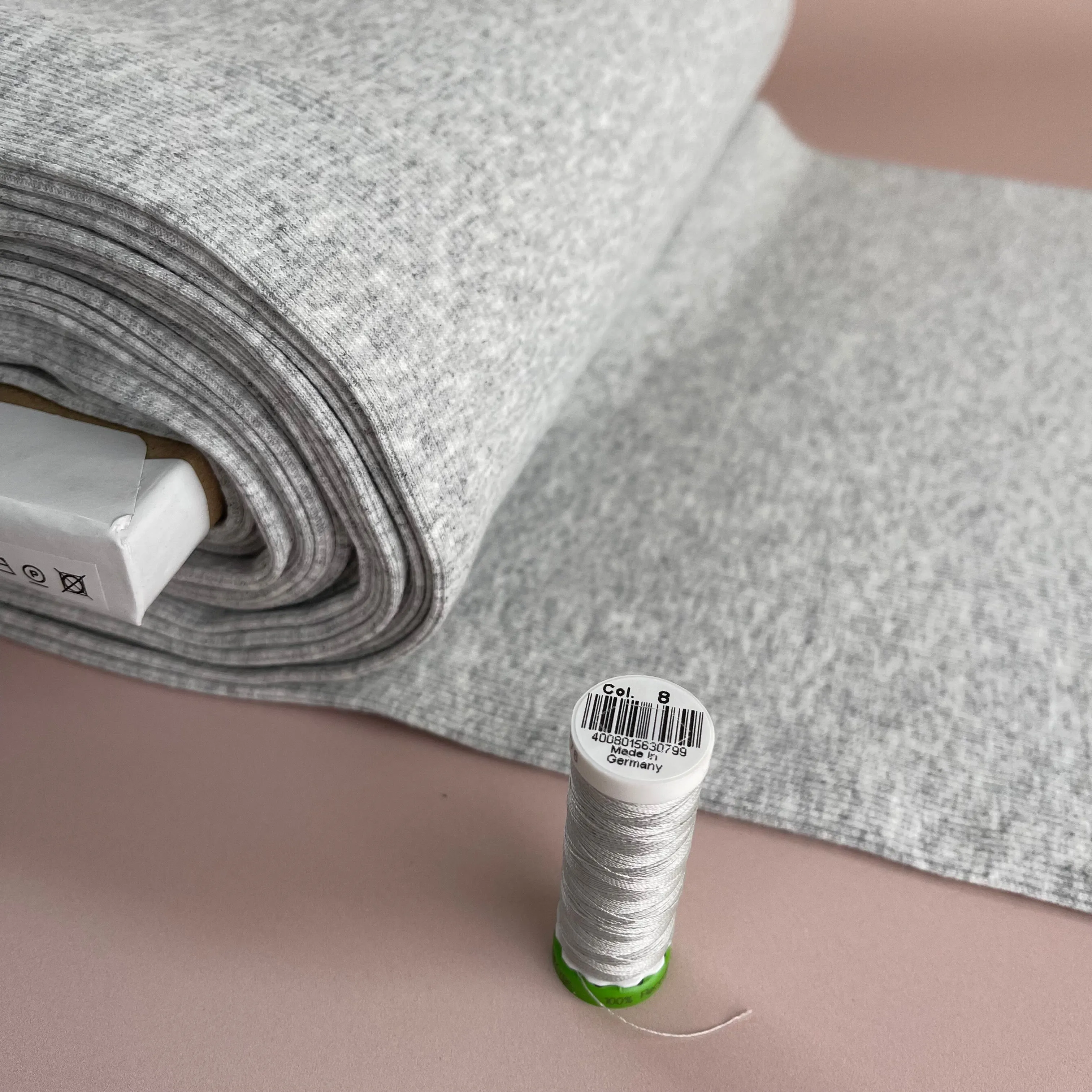 Light Grey Melange Tabular Cuff Ribbing Fabric