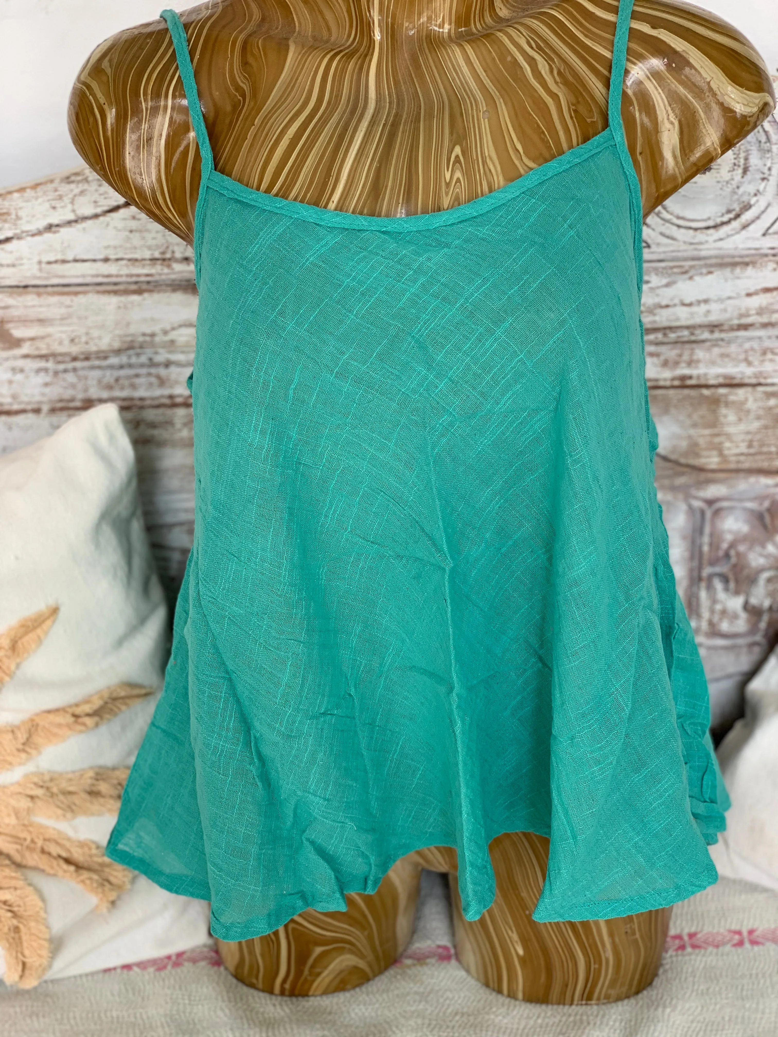 Linen  butterfly 🦋 top - boho blouse Formentera turquoise
