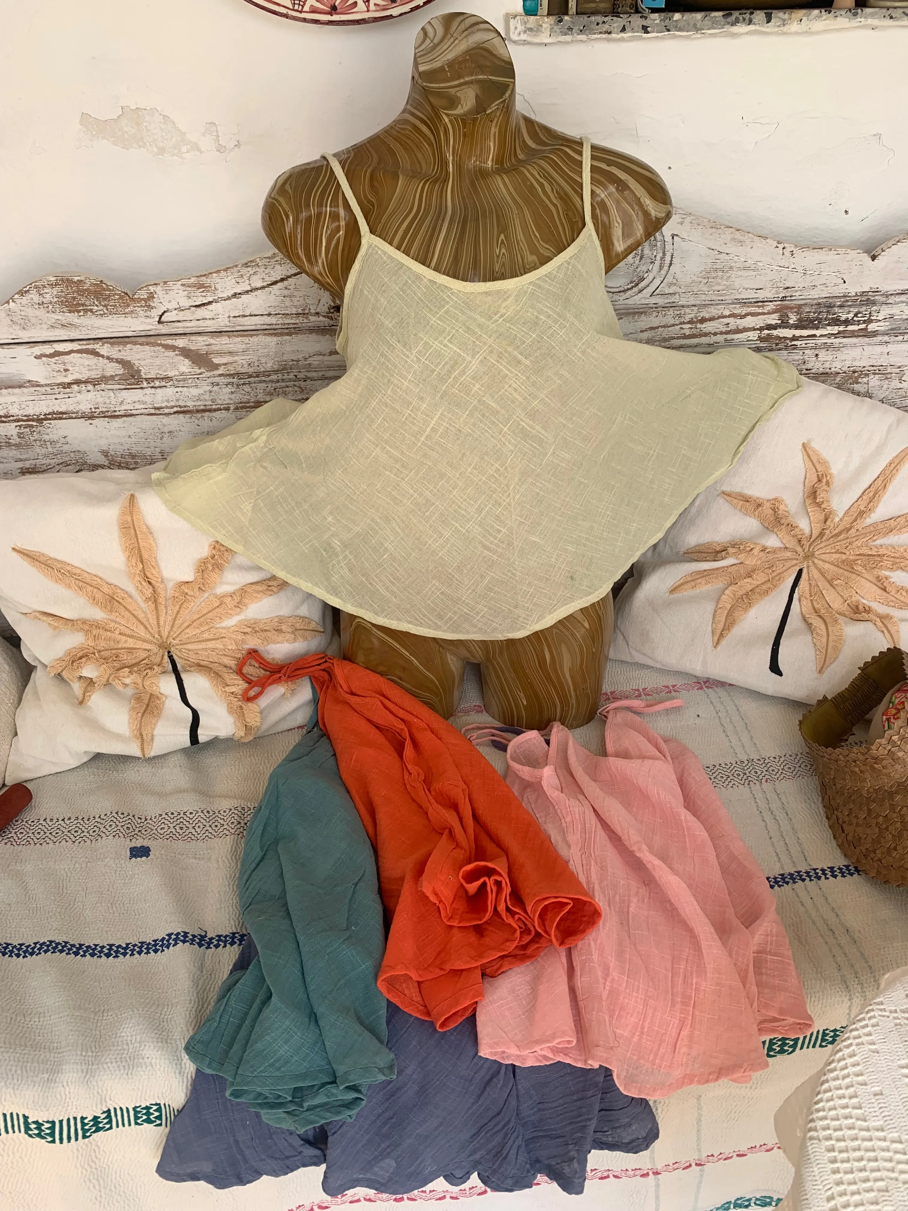 Linen  butterfly 🦋 top - boho blouse Formentera turquoise