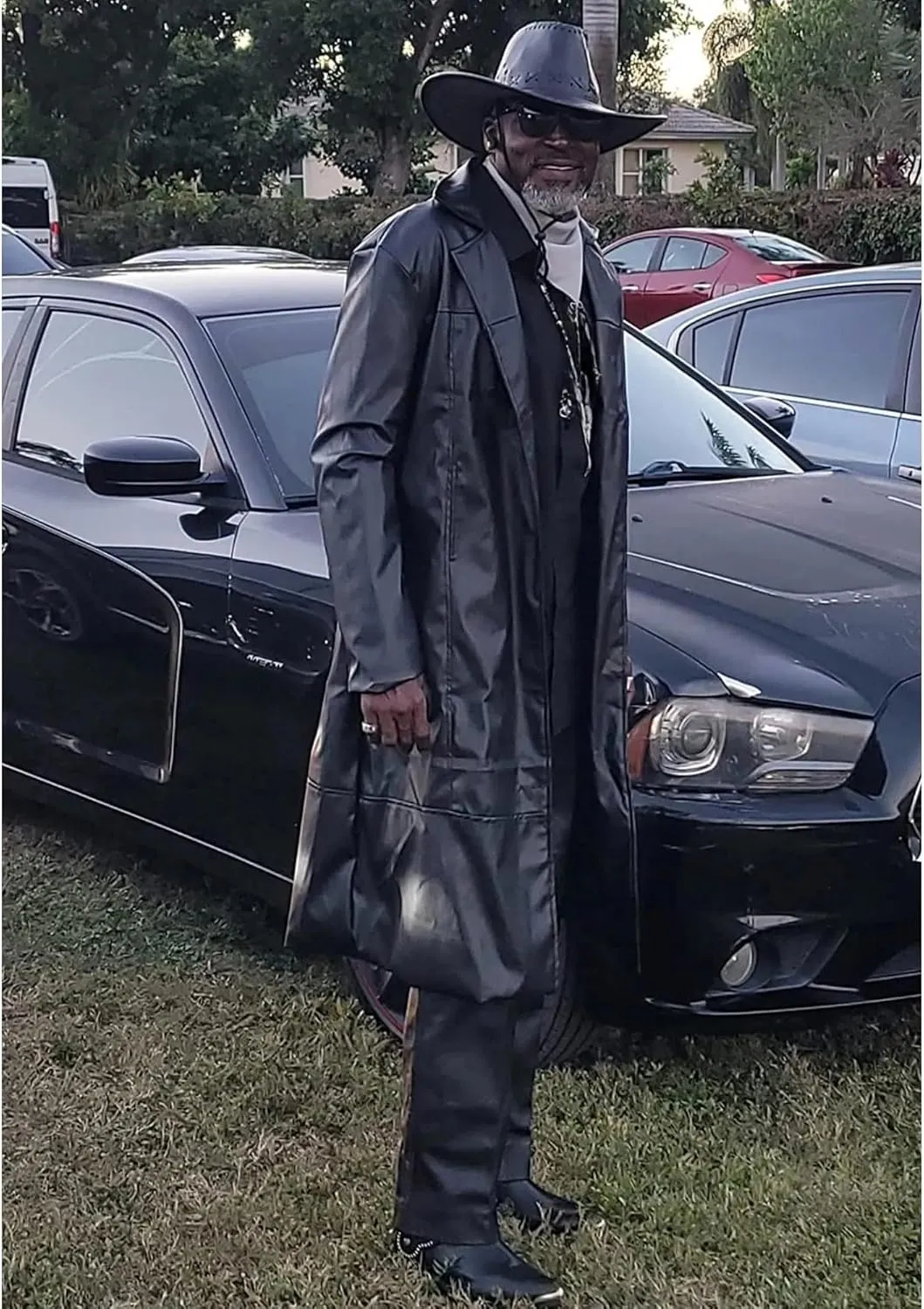 Maiyifu-GJ Mens Retro Faux Leather Trench Coat Full Length Steampunk Long Overcoat Vintage Open Front Cardigan Jacket