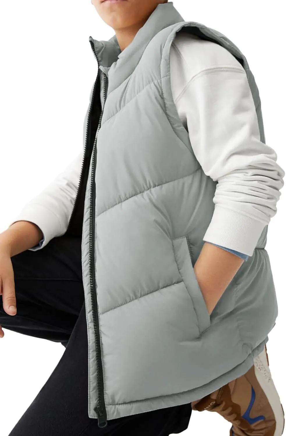 Meikulo Boys Zip Up Puffer Vest Kids Stand Collar Quilted Gilet Sleeveless Jackets Outwear with Pockets