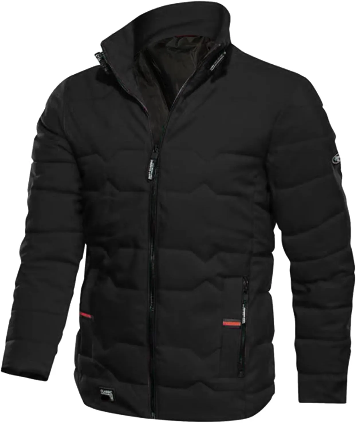 Mens Autumn And Winter Fashion Casual Collar Solid Color Padded Warm Cotton Coat Cotton Padded Jacket Coat Coats for Men