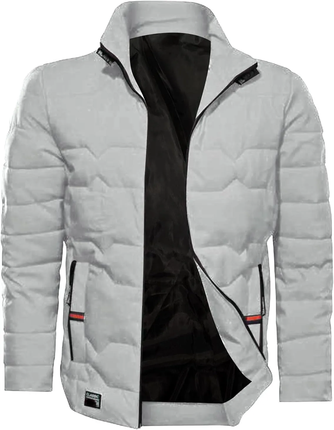 Mens Autumn And Winter Fashion Casual Collar Solid Color Padded Warm Cotton Coat Cotton Padded Jacket Coat Coats for Men