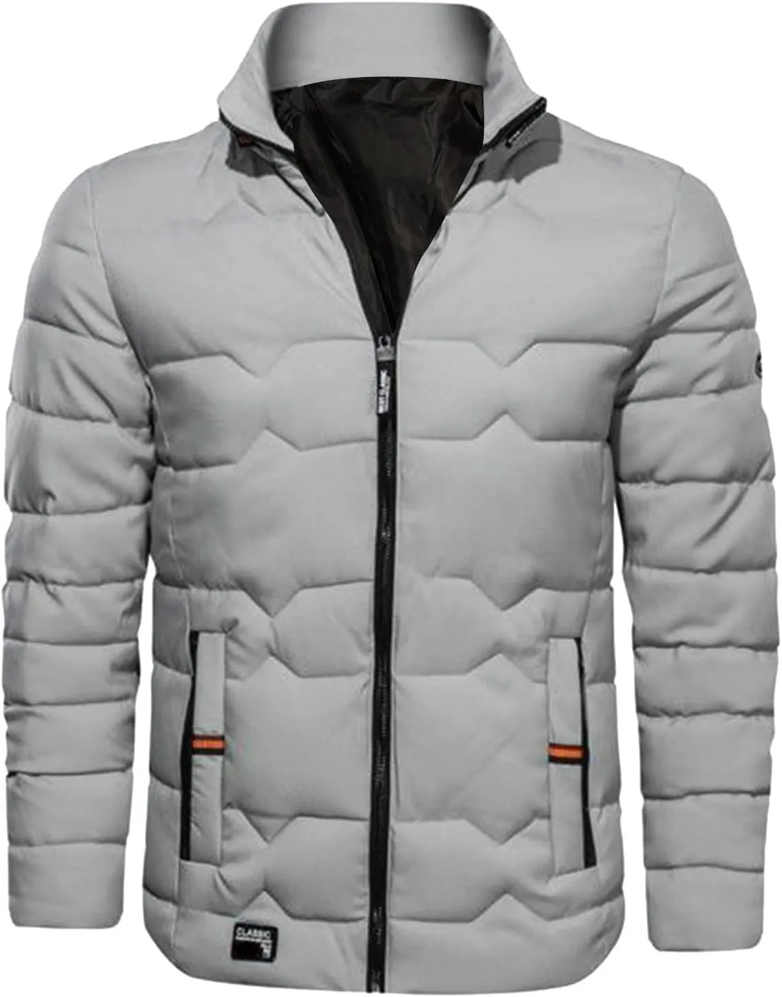 Mens Autumn And Winter Fashion Casual Collar Solid Color Padded Warm Cotton Coat Cotton Padded Jacket Coat Coats for Men